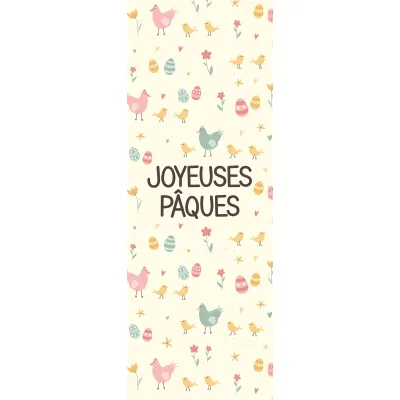Affiche vitrine Joyeuses Pâques 42 x 115 cm pastel - Décor Pâques, Vitrine Pâques