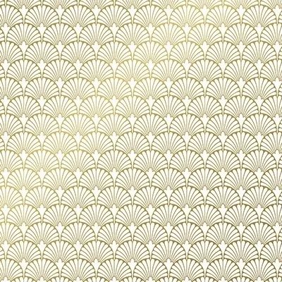 Papier cadeau Rétro couché blanc 30 cm x 50 m, blanc / or, 80 g/m² - Papier cadeaux couchés à motifs