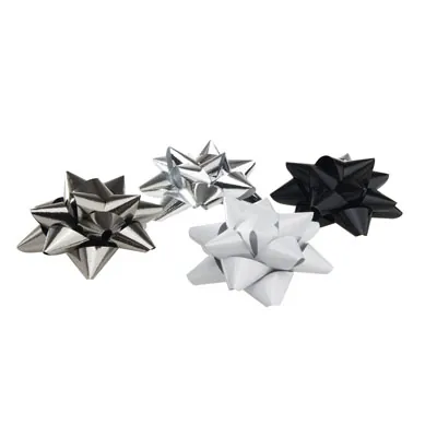 Assortiment étoiles adhésives noir, argent, gris, blanc - ø 60 mm - paquet de 76 - Étoiles adhésives, Noeuds à tirer