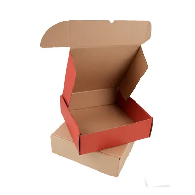 Boîte carton réversible brun / rouge 27,6 + 20,7 x 7 cm - Carton d'expédition - Lot de 20 - Boites cadeaux carton pliables-3