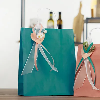 Sac kraft bleu wendy à poignées torsadées 24+12x31cm 90g/m² (x50) - Sacs kraft couleur poignées torsadées-1