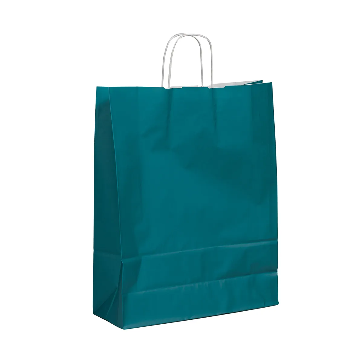 Sac kraft bleu wendy à poignées torsadées 36+13x44,5cm 90g/m² (x50) - Sacs kraft couleur poignées torsadées