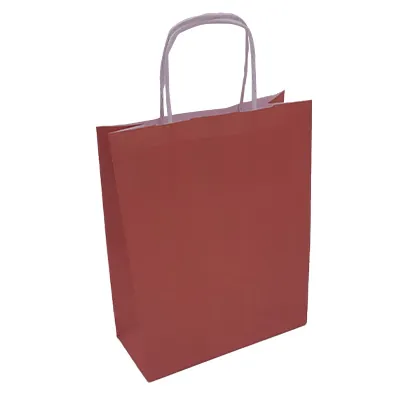 Sac kraft Terre de Sienne à poignées torsadées 19+8x23,5cm 90g/m² (x50) - Sacs kraft couleur poignées torsadées