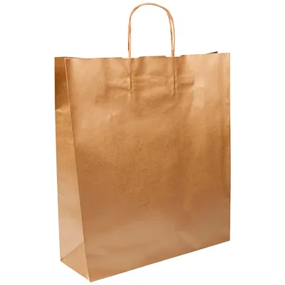Sac kraft bronze à poignées torsadées 18+7x24cm 100g/m² (x50) - Sacs kraft métallisés poignées torsadées