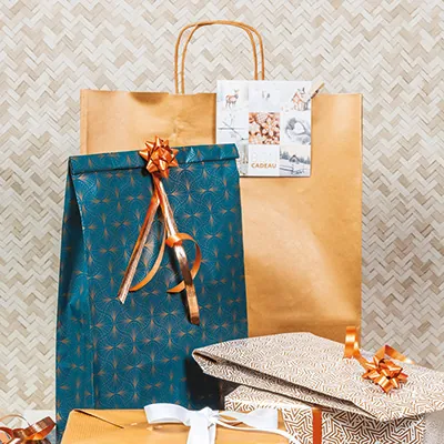 Sac kraft bronze à poignées torsadées 36+12x41cm 100g/m² (x50) - Sacs kraft métallisés poignées torsadées-1