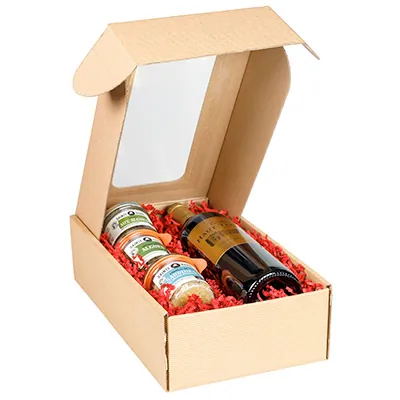 Coffrets kraft à fenêtre - Boites cadeaux carton pliables-1