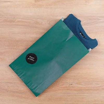 Pochette cadeau kraft vergé bleu canard 24 x 7,5 x 41 cm - Sachet kraft - Lot de 250 - Pochettes cadeaux unies-1