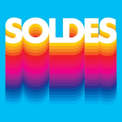 Affiche Soldes magasin carrée 38 x 38 cm - Affiche promo - Arc en ciel / Retro - Affiches Soldes
