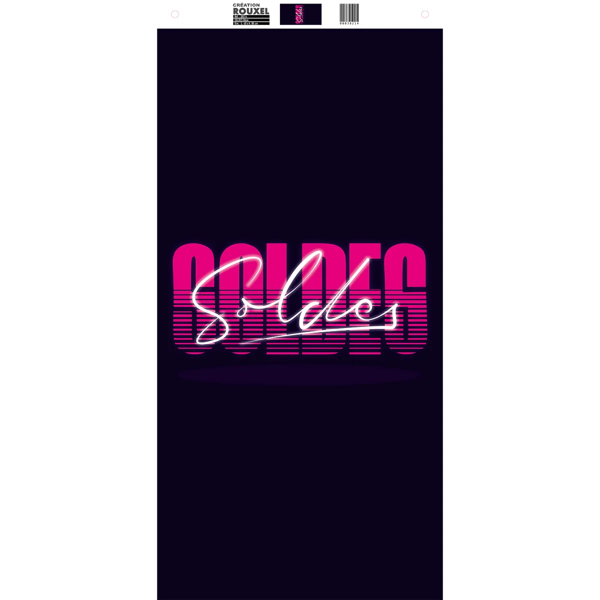 Affiche verticale Soldes Néon violet / fuchsia 40 x 80 cm - Affiches Soldes