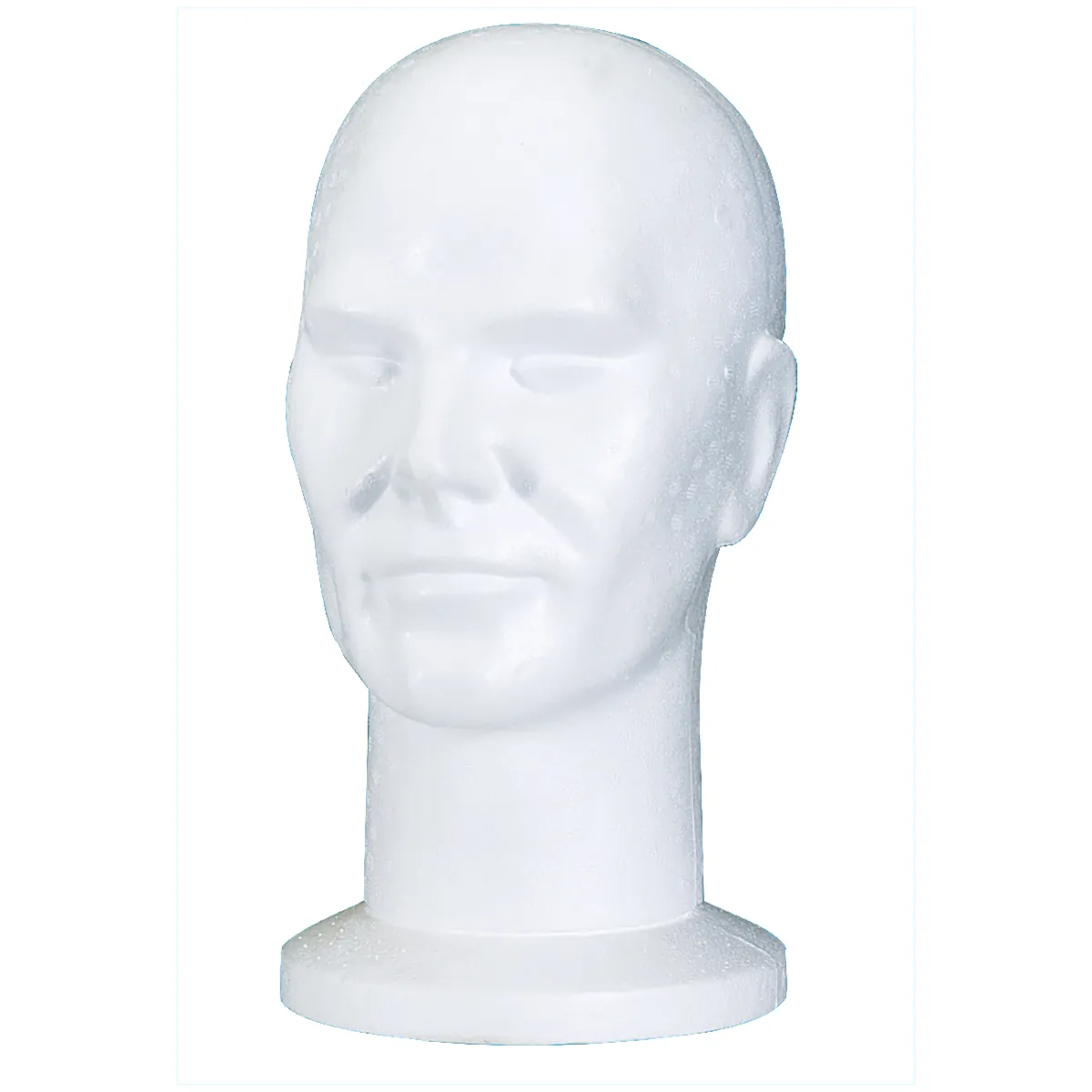 Tête mannequin homme polystyrène H 31,5 cm - Tête pour perruque, chapeau - Blanc - Têtes