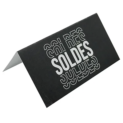 Étiquette chevalet SOLDES 60 x 31 mm noir - Etiquette Soldes - Lot de 1000 - Étiquettes chevalets
