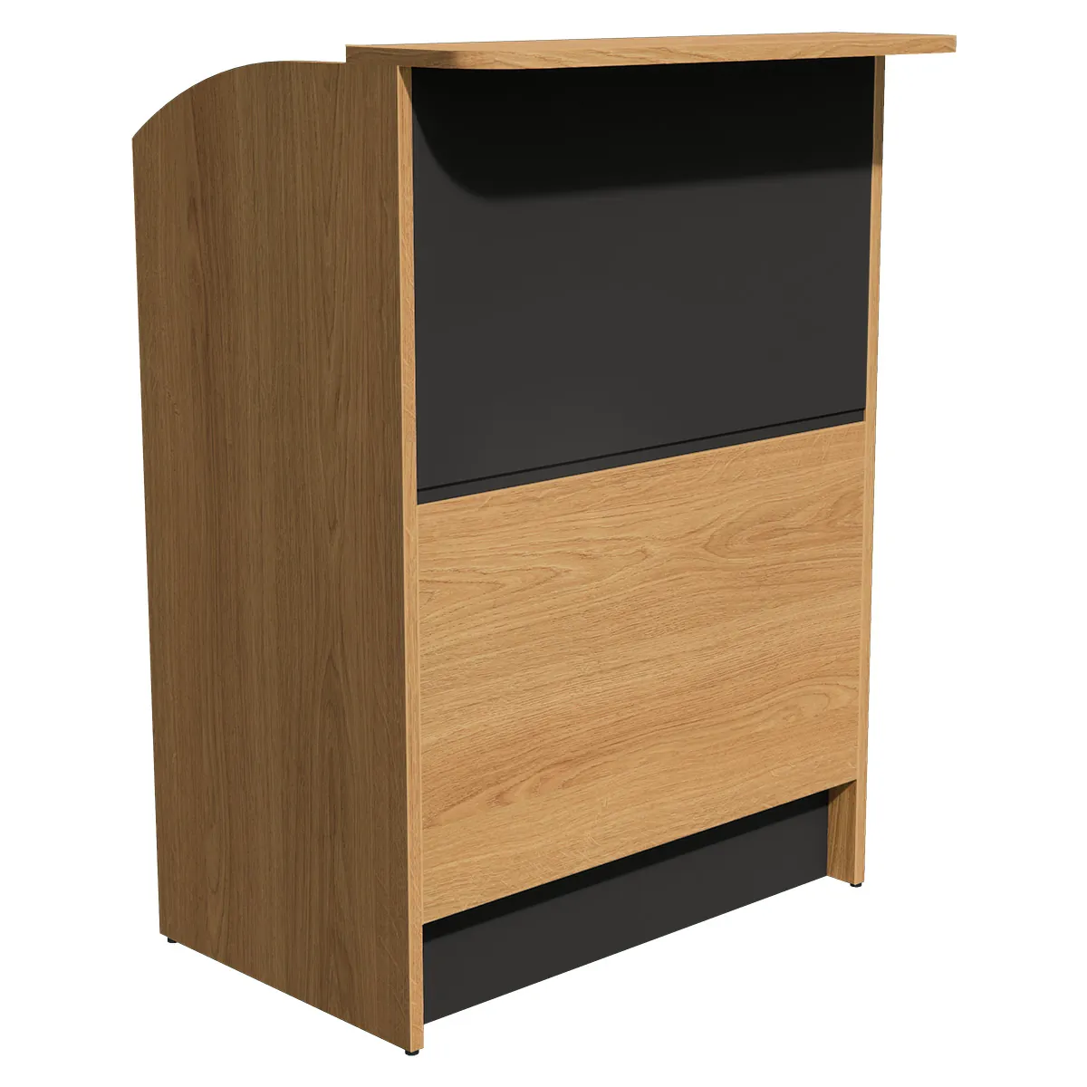 Comptoir d’accueil / Bureau d'accueil mélaminé chêne / noir 80 x 51 x 112 cm - Comptoirs Easy