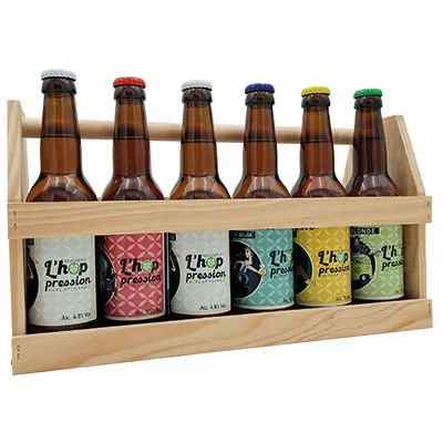 Panier porte bouteilles de bières en bois - caisse à  bouteilles 10 bières 50cl - Mètres de bières, Emballages pour bouteilles de bières-2