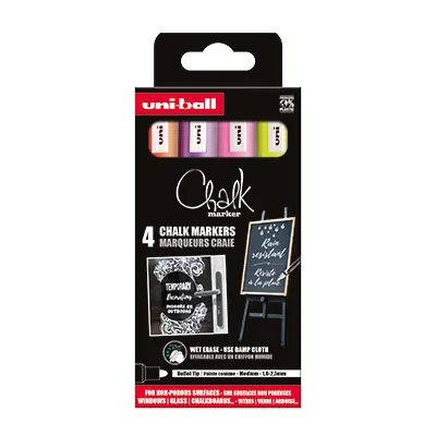 Marqueurs craie fluo pointe ronde 1,8 - 2,5 mm, lot de 4 pièces - Marqueurs