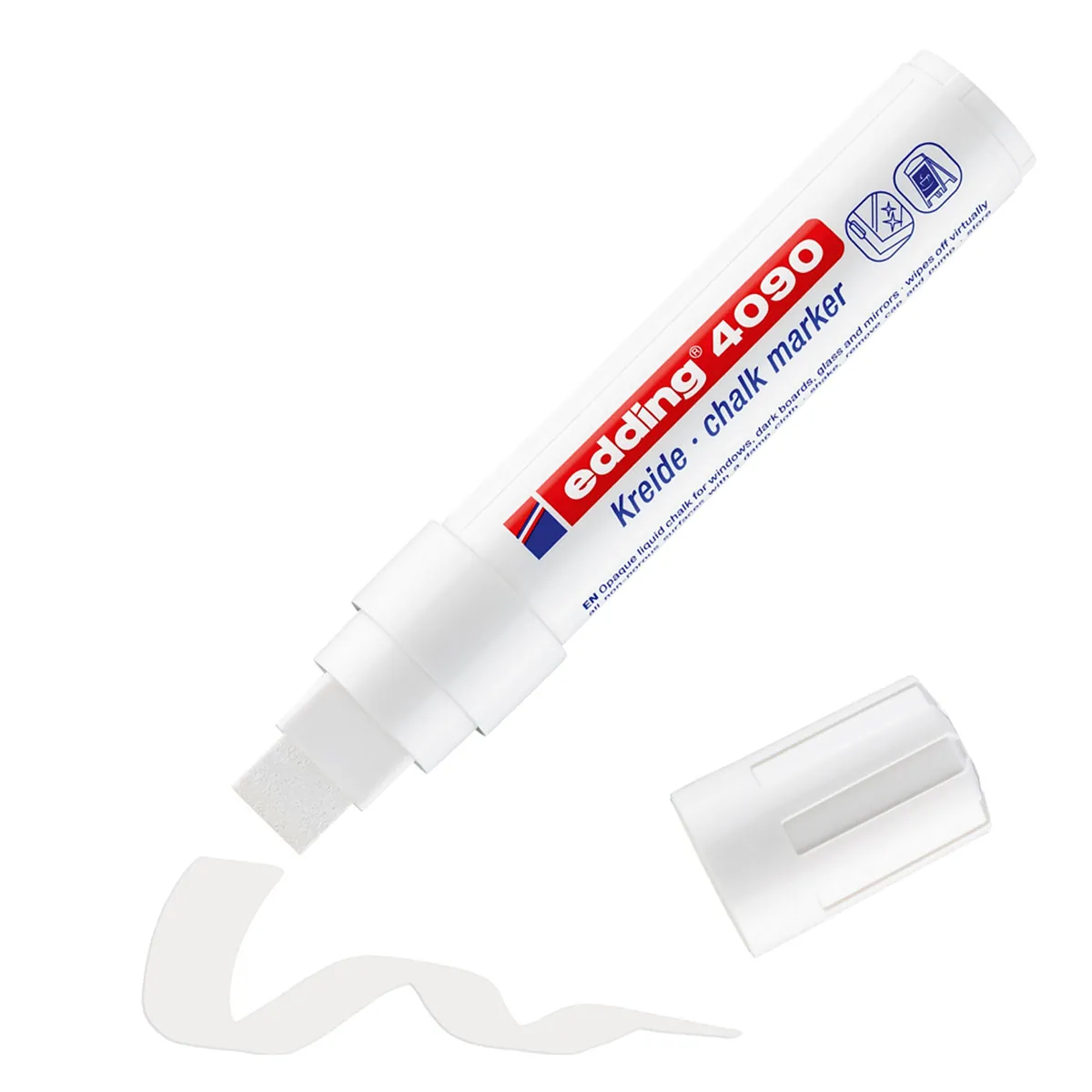 Marqueur craie E 4090 Edding pointe rectangulaire 4-15 mm - Blanc - Marqueurs-1