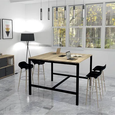 Table haute Astrolite 140 x 80 x H 105 cm noir/ nebraska - Buronomic© - Bureaux Astrolite-1