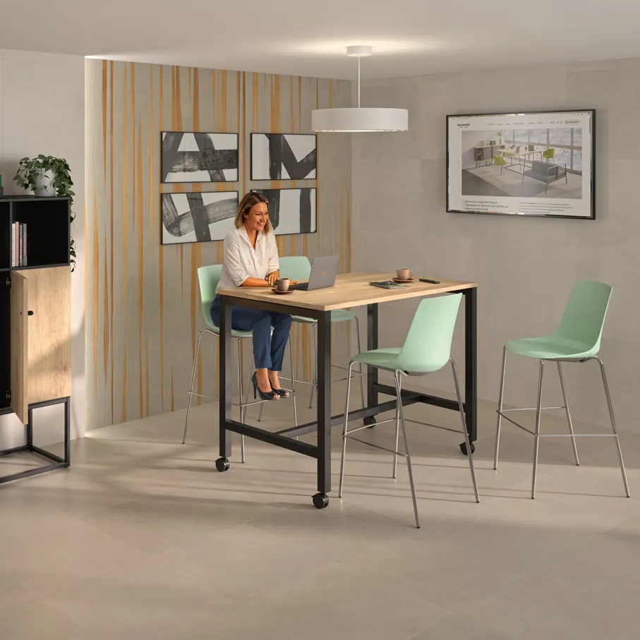 Table haute Astrolite 140 x 80 x H 105 cm noir/ nebraska - Buronomic© - Bureaux Astrolite-2