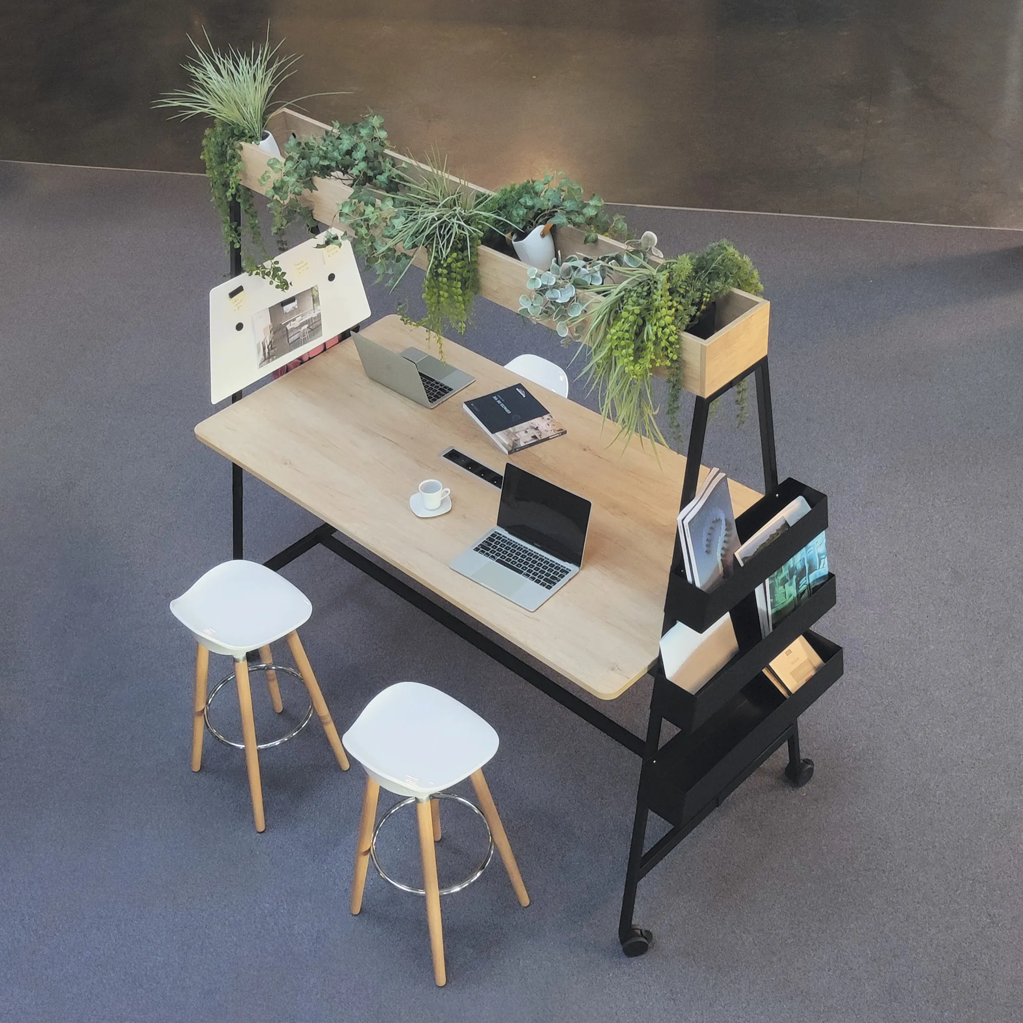 Table de réunion coworking Alto 90 x 140 x H 105 cm noir / nebraska - Buronomic© - Mobilier coworking-1