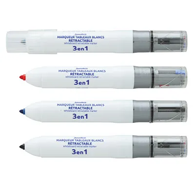 Marqueurs effaçables pour tableau blanc - 3 couleurs  - Marqueurs