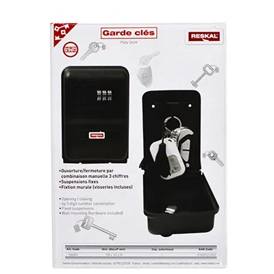 Boîte à clés sécurisée à combinaison 3 chiffres - 3 à 4 clés - Fonte - Noir - Boîtes à clés et cadenas-3