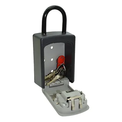 Boîte à clés sécurisée avec combinaison 4 chiffres + anse - 6 clés - Aluminium - Noir / Gris - Boîtes à clés et cadenas-1