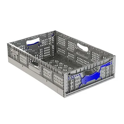 Cagette pliable - Caisse pliable plastique 28L 60 x 40 x 12 cm parois et fond ajourés poignées ouvertes polypropylène - Bacs à parois ajourées