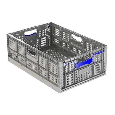 Cagette pliable - Caisse pliable plastique 43L 60 x 40 x 22,9 cm parois et fond ajourés poignées ouvertes polypropylène - Bacs à parois ajourées