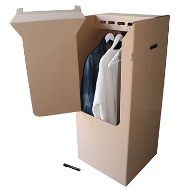 Carton penderie - Caisse penderie carton double cannelure 50 x 50 x 120 cm - Housses à vêtements-1