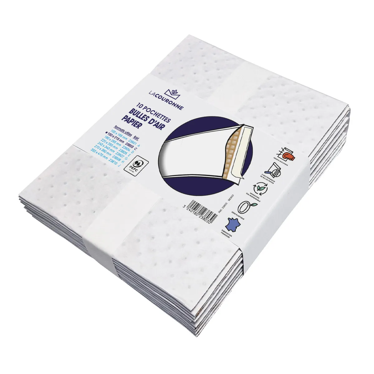 Pochettes matelassées à bulles kraft bi-couches 15 x 21,5 cm - Blanc - Paquet de 10 - Enveloppes à bulles-3