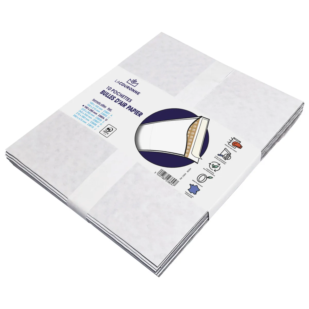 Pochettes matelassées à bulles kraft bi-couches 18 x 26,5 cm - Blanc - Paquet de 10 - Enveloppes à bulles-3