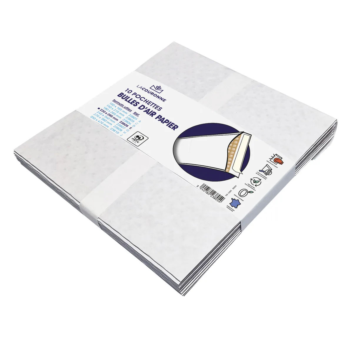 Pochettes matelassées à bulles kraft bi-couches 22 x 26,5 cm - Blanc - Paquet de 10 - Enveloppes à bulles-3