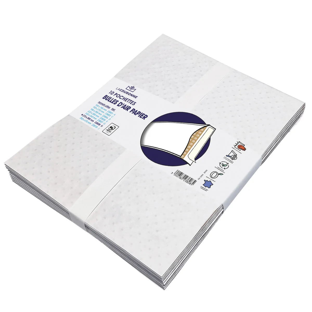 Pochettes matelassées à bulles kraft bi-couches 27 x 36 cm - Blanc - Paquet de 10 - Enveloppes à bulles-3