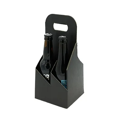 Porte-bouteilles carton 4 bières Long Neck 33 cl noir 13 x 13 x 29 cm - Mètres de bières, Emballages pour bouteilles de bières-1