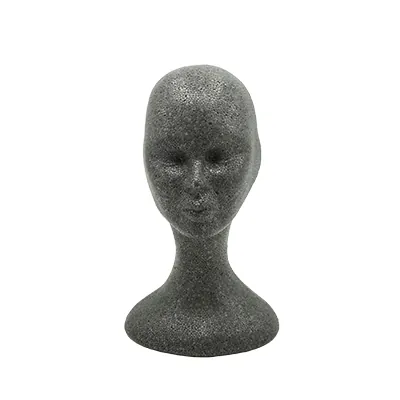 Tête mannequin femme polystyrène 55 cm - Tête pour perruque, chapeau - Gris anthracite - Têtes