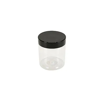 Pot PET cylindrique transparent avec couvercle vissant noir - 75 ml - carton de 616 unités - Bouteilles et pots cylindriques-1