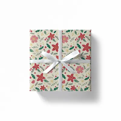 Papier cadeau herbe fleurs rouge/rose 70 cm x 25 m 65 g/m² – le rouleau - Papiers cadeaux kraft à motifs-2