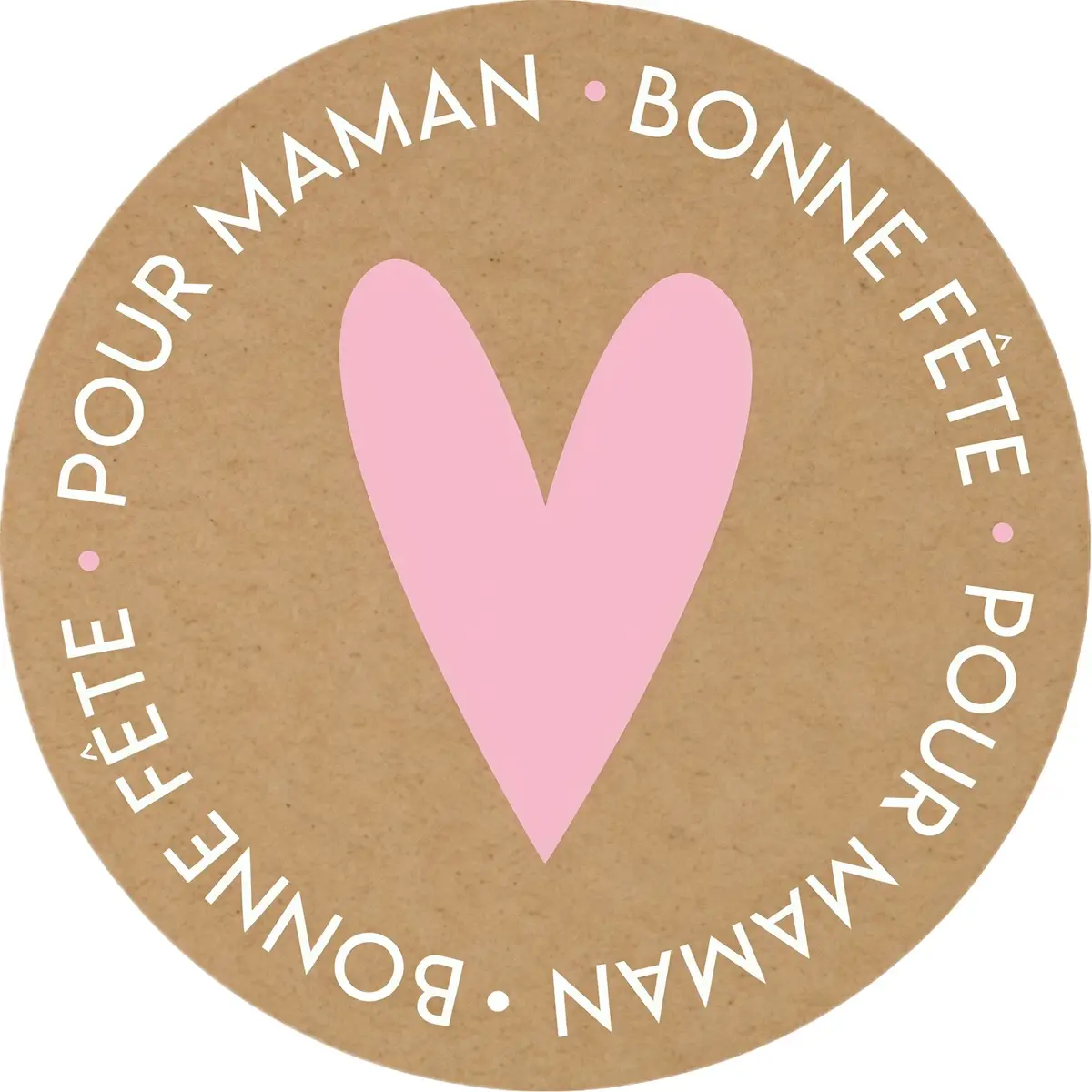 Étiquettes Fête des mères, étiquettes cadeaux Bonne Fête pour Maman ø 65 mm brun / rose - Étiquettes cadeaux adhésives