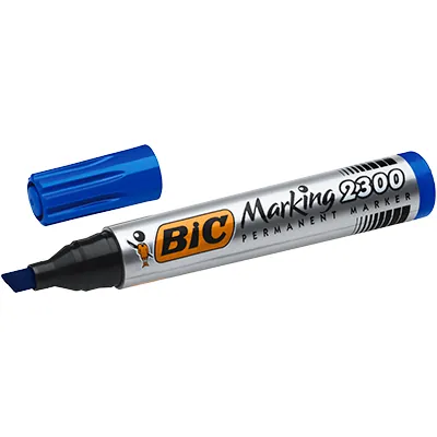 Marqueur permanent BIC Marking 2300 Ecolutions pointe biseautée Bleu – Lot de 12 - Marqueurs