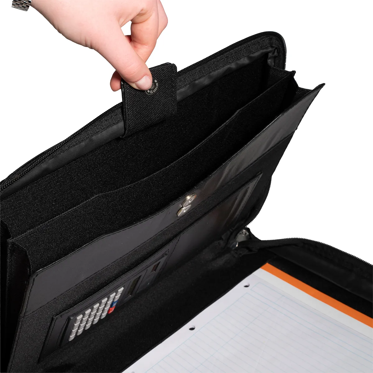 Conférencier zippé Exawallet A4 avec calculatrice – Dossier de conférence - Noir - Porte-blocs et Porte-documents-4