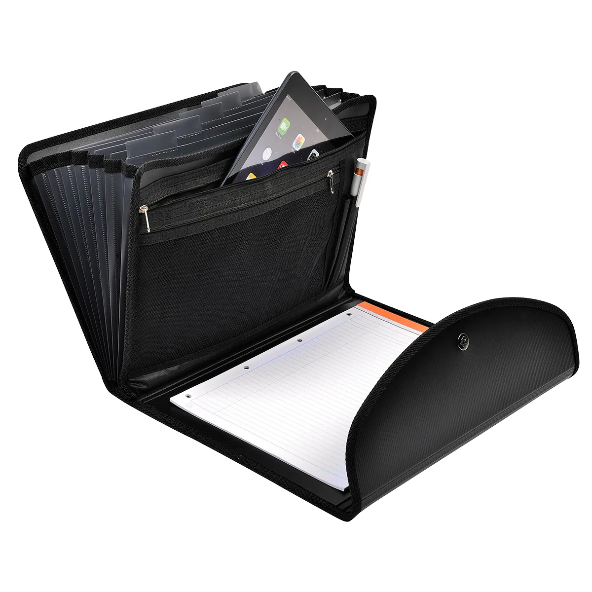 Trieur valisette 6 compartiments Exafolio A4 avec porte-bloc – Trieur conférencier - Noir - Porte-blocs et Porte-documents-4