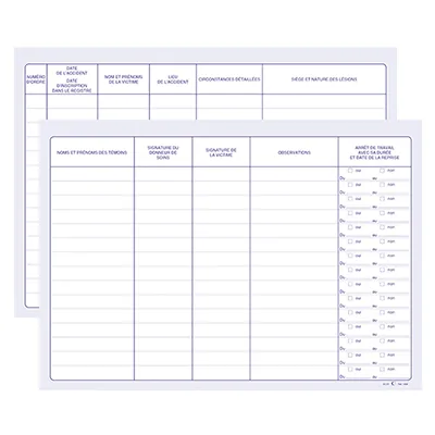 Registre des accidents du travail bénins A4 paysage 21 x 29,7 cm 20 pages - Registres de sécurité entreprises et ERP-1
