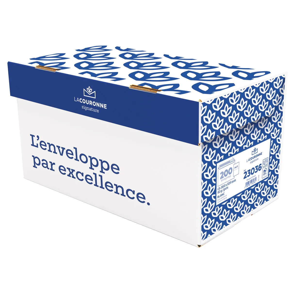 Enveloppe C5 blanche sans fenêtre La Couronne Signature 162 x 229 mm 90g – Boîte de 200 - Enveloppes blanches-1