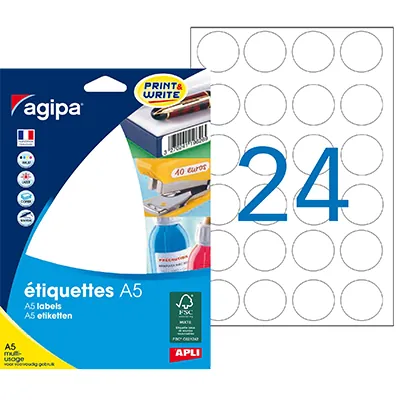 Gommettes rondes adhésives blanches Ø 30mm - Paquet de 384 - Étiquettes adhésives neutres-1