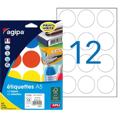 Gommettes rondes adhésives Ø 45mm - 4 couleurs assorties - Paquet de 84 - Gommettes de couleur-1