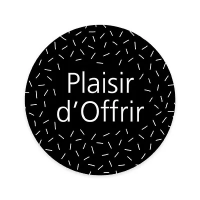 Étiquettes cadeaux adhésives rondes Plaisir d’Offrir noir/blanc ø65 mm – Paquet de 200 - Étiquettes cadeaux adhésives
