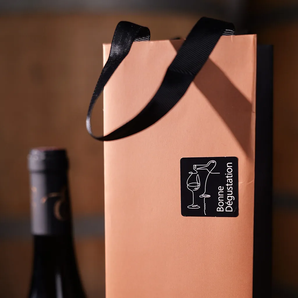 Étiquettes cadeaux adhésives carrées Bonne Dégustation noir/blanc 35 x 35 mm – Paquet de 500 - Étiquettes cadeaux adhésives-1