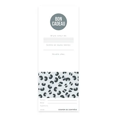 Bon cadeau graphique léopard noir & camel 12x12cm avec enveloppe – paquet de 12 - Bons cadeaux-1