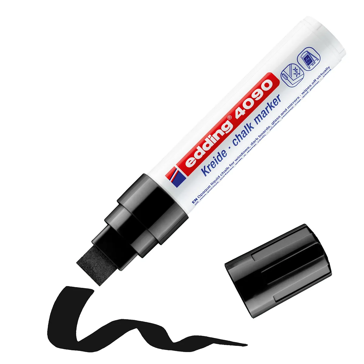 Marqueur craie noir liquide Edding 4090 – Pointe large biseautée 4–15 mm - Marqueurs-1