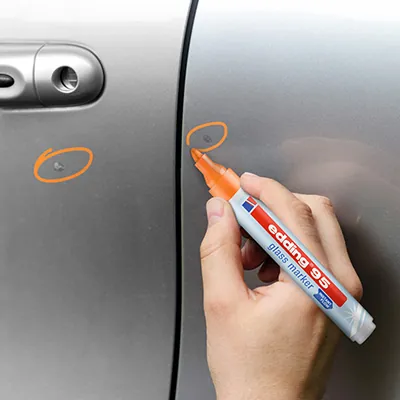 4 Marqueurs pour verre Edding 95 assortis clairs – Blanc, jaune, rose, bleu clair – Pointe 1,5–3 mm - Marqueurs-4