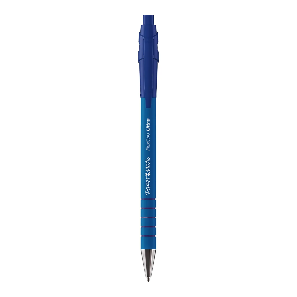 Stylo bille Papermate Flexgrip Ultra bleu rétractable pointe moyenne 1 mm - Pack de 5 - Stylos billes-1